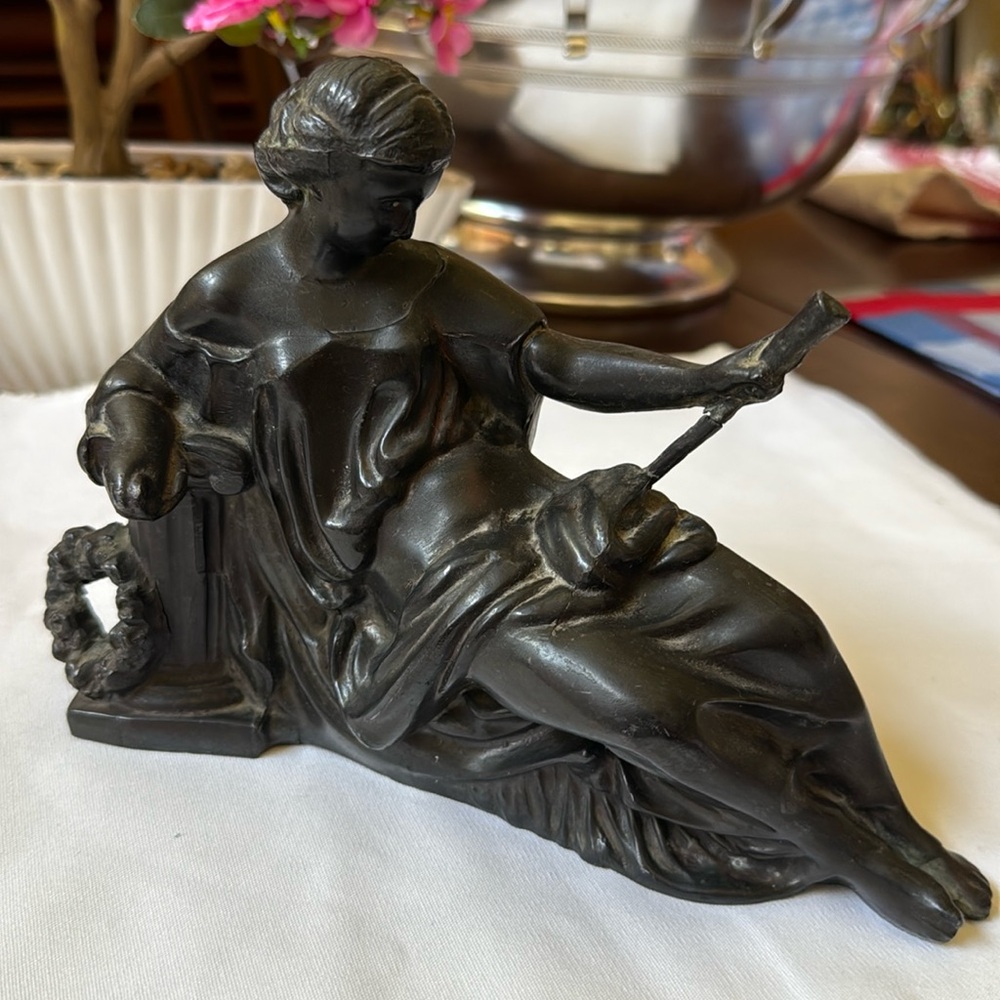 Antique Ansonia Daphne Clock Topper Reclining Woman Goddess statue figurine
